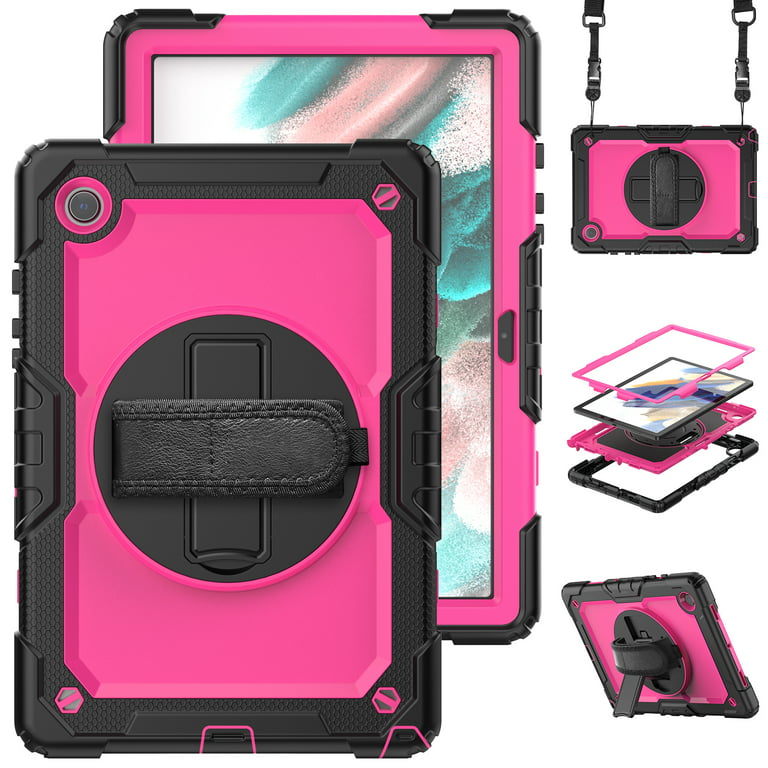 TECH CIRCLE Cute Spider Case for Samsung Galaxy Tab A8 10.5 Tablet 2022  (Model SM-X200/X205) - Heavy Duty Protection Shockproof Rugged Kids Cover  Case with Sturdy Stand / Shoulder Strap, Mint+Rose 