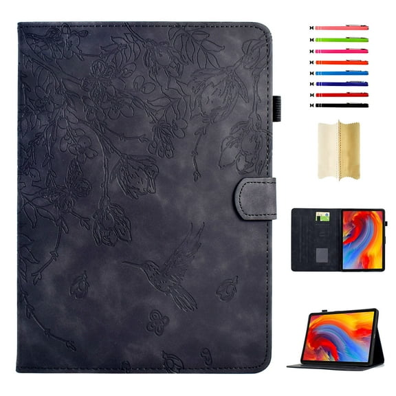 Case for Samsung Galaxy Tab A8 10.5 inch (2022) SM-X200/X205/X207, Classic PU Leather Folio Kickstand Magnetic Closure Slim Fit Cover with Auto Wake/Sleep Function Embossing - Black