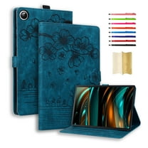 Case for Samsung Galaxy Tab A9 11.0" 2023 SM-X210 / SM-X215 / SM-X216, Embossed PU Leather Anti-slip Folio Stand Cover with Card Holder & Pen Holder - Blue