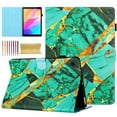 thumbnail image 1 of Case for Samsung Galaxy Tab A9+ 11.0" 2023 SM-X210/SM-X215/SM-X216B, Marble Pattern PU Leather Case with Pencil Holder & Card Slots, Multi-Angle Viewing Stand with Auto Sleep / Wake - Gold/Green, 1 of 9
