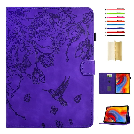 Case for Samsung Galaxy Tab A9 8.7" 2023 SM-X110 / SM-X115, Classic PU Leather Folio Kickstand Magnetic Closure Slim Fit Cover with Auto Wake/Sleep Function Embossing - Purple