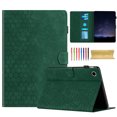 thumbnail image 1 of Case for Samsung Galaxy Tab A9 8.7" 2023 SM-X110 / SM-X115, Embossed PU Leather Cover Flip with Smart Auto Wake / Sleep Stand Function Pencil Holder and Card Slots & Footgrip Case, Green, 1 of 5