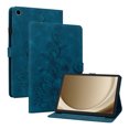 thumbnail image 1 of Case for Samsung Galaxy Tab A9 8.7" 2023 SM-X110 / SM-X115, Flower Pattern PU Leather Multi-Angle Viewing Stand Shockproof Flip Case with Card Slot, Magnetic Clasp, Pencil Slot, Darkblue, 1 of 11