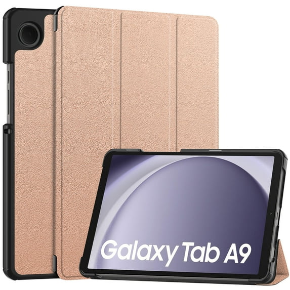 Case for Samsung Galaxy Tab A9 8.7" 2023 SM-X110 / SM-X115, Folio Tri-fold Stand PU Leather / Hard Back Cover Magnetic Ligthweight Slim Fit Drop Protective for Galaxy Tab A9 8.7" 2023, Rosegold