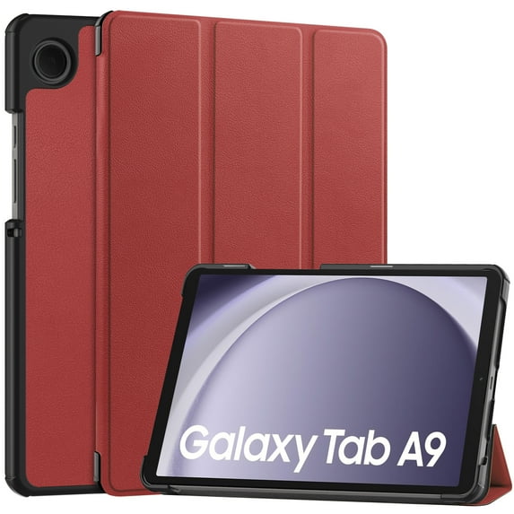 Case for Samsung Galaxy Tab A9 8.7" 2023 SM-X110 / SM-X115, Folio Tri-fold Stand PU Leather / Hard Back Cover Magnetic Ligthweight Slim Fit Drop Protective for Galaxy Tab A9 8.7" 2023, Winered