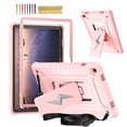 thumbnail image 1 of Case for Samsung Galaxy Tab A9 8.7" 2023 SM-X110 / SM-X115 with Nylon Shoulder Strap, 3 in 1 Hybrid Heavy Duty Shockproof Silicone PC Tablet Cover with Kickstand Case, Rosegold, 1 of 8