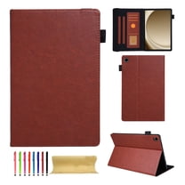 Case for Samsung Galaxy Tab A9 8.7" 2023 SM-X110 / SM-X115, PU Leather Folio Multi-Angle Viewing Stand Card Slots Case with Elastic Band Case Cover for Samsung Galaxy Tab A9, Brown