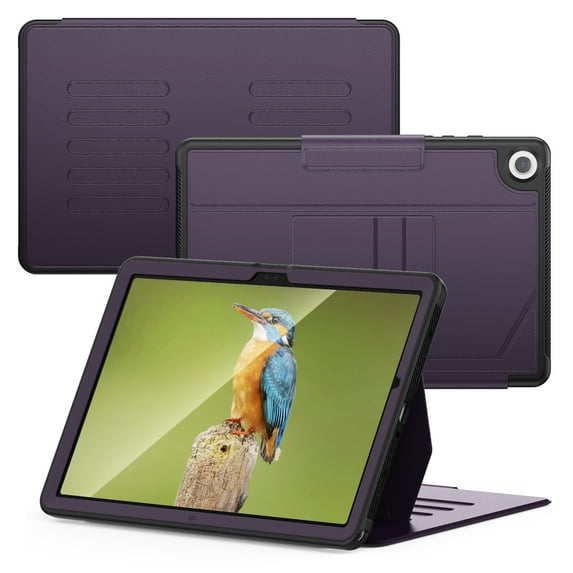 Case for Samsung Galaxy Tab A9 8.7" 2023 SM-X110 / SM-X115, PU Leather + PC + TPU Folio Flip Case with Strong Magnetic Multi-Angles Stand + 2 Card Slots for Tab A9 2023, Purple
