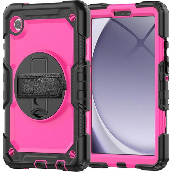 Case for Samsung Galaxy Tab A9 8.7'' 2023 (SM-X110/X115/X117), Heavy Duty Shockproof Protective Case with Screen Protector, 360° Rotating Stand, Hand/Shoulder Strap and Pen Holder