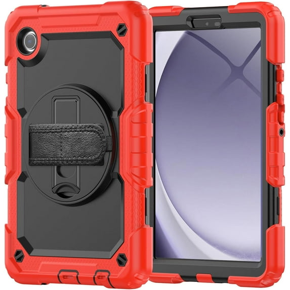 Case for Samsung Galaxy Tab A9 8.7'' 2023 (SM-X110/X115/X117), Heavy Duty Shockproof Protective Case with Screen Protector, 360° Rotating Stand, Hand/Shoulder Strap and Pen Holder