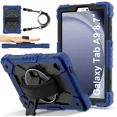 thumbnail image 1 of Case for Samsung Galaxy Tab A9 8.7 Inch 2023 Model SM-X110/X115/X117 with Rotating Stand Pencil Holder Hand/Shoulder Strap, Heavy Duty Shockproof Protective Cover, 1 of 7