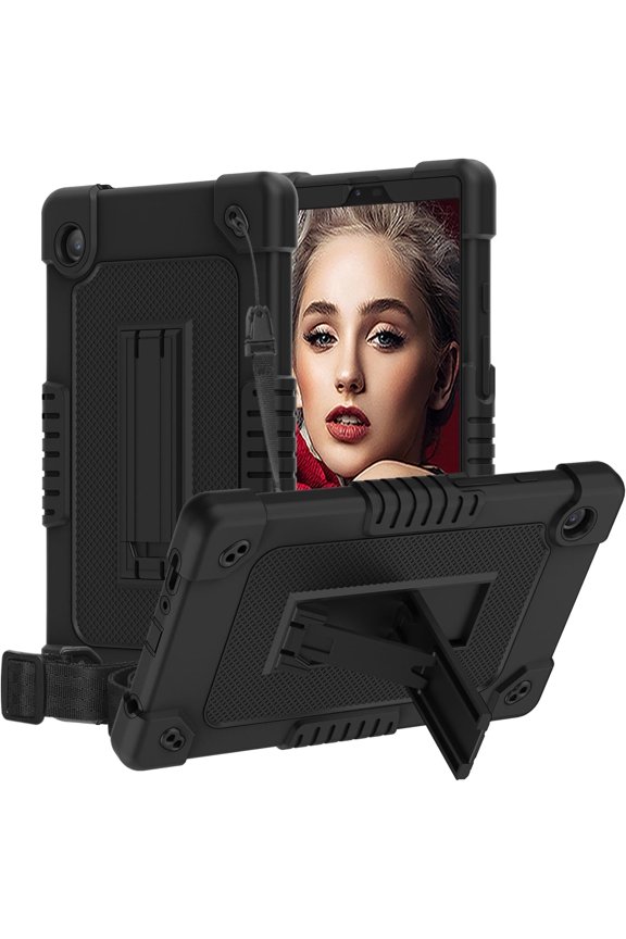 Case for Samsung Galaxy Tab A9 8.7 Inch 2023 Model,for Samsung Tablet A9 8.7" Shockproof Case with Shoulder Strap Stand Kids Friendly for Samsung Tab A9 2023 SM-X110 SM-X115 - Black