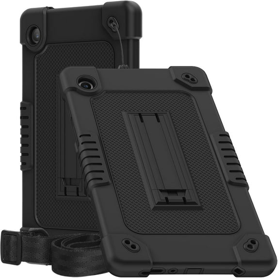 Case for Samsung Galaxy Tab A9 8.7 Inch 2023 Model,for Samsung Tablet A9 8.7" Shockproof Case with Shoulder Strap Stand Kids Friendly for Samsung Tab A9 2023 SM-X110 SM-X115 - 2*Black