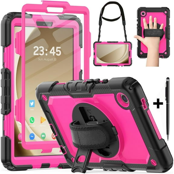 Case for Samsung Galaxy Tab A9 8.7 Inch 2023 SM-X110/X115/X117 with Screen Protector | Full Body Shockproof Cover with Pen Holder Stand Hand Shoulder Strap Stylus Pen