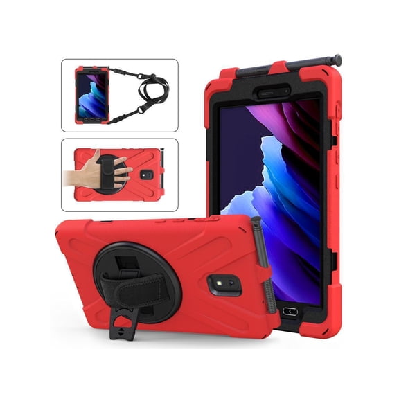 Case for Samsung Galaxy Tab Active 5 / Active 3 8.0 inch 2024 2020 SM-X300/X306B/T570/T575/T577 Shockproof Cover with Pencil Holder, Kickstand, Handle & Shoulder Strap