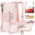 thumbnail image 1 of Case for Samsung Galaxy Tab S10 FE Plus 13.1" 2025, 360° Rotating Kickstand with Pencil Holder/Hand Strap/Shoulder Strap Hard PC Rugged Silicone Shockproof Bumper Stand Cover, Rosegold, 1 of 8