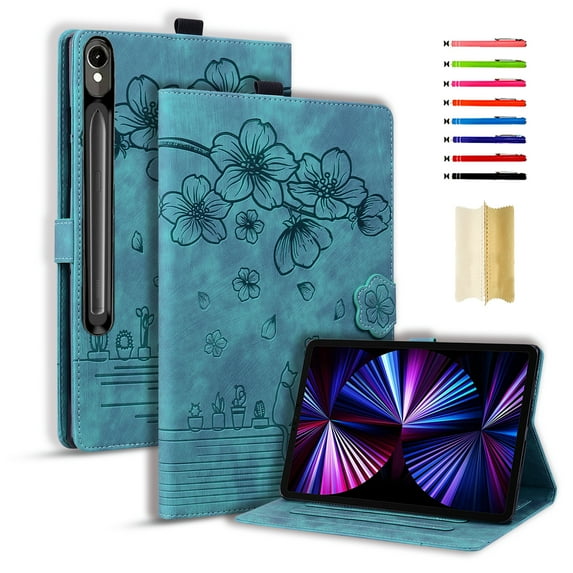 Case for Samsung Galaxy Tab S10 FE Plus 13.1" 2025, Embossed PU Leather Anti-slip Folio Stand Cover with Card Holder & Pen Holder, for Samsung Galaxy Tab S10 FE Plus 13.1" 2025 - Green