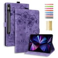 thumbnail image 1 of Case for Samsung Galaxy Tab S10 FE Plus 13.1" 2025, Embossed PU Leather Anti-slip Folio Stand Cover with Card Holder & Pen Holder, for Samsung Galaxy Tab S10 FE Plus 13.1" 2025 - Purple, 1 of 9