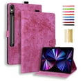 thumbnail image 1 of Case for Samsung Galaxy Tab S10 FE Plus 13.1" 2025, Embossed PU Leather Anti-slip Folio Stand Cover with Card Holder & Pen Holder, for Samsung Galaxy Tab S10 FE Plus 13.1" 2025 - Rose, 1 of 9