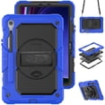 thumbnail image 1 of Case for Samsung Galaxy Tab S10 Lite/S10 FE/S9 FE 10.9 Inch with Screen Protector, 360 Degree Rotating Kickstand Hand Strap Heavy Duty Shockproof Cover with Shoulder Strap, Blue, 1 of 7