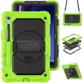 thumbnail image 1 of Case for Samsung Galaxy Tab S10 Lite/S10 FE/S9 FE 10.9 Inch with Screen Protector, 360 Degree Rotating Kickstand Hand Strap Heavy Duty Shockproof Cover with Shoulder Strap, Lime, 1 of 7
