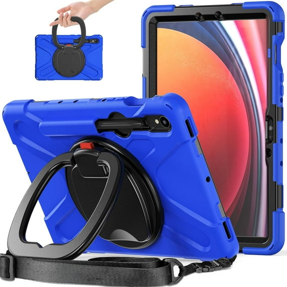 Case for Samsung Galaxy Tab S10 Lite/ S10 FE/ S9 FE 10.9 Inch/Tab S9 11 Inch,Rugged Silicone Cover with Handle Grip, 360 Kickstand, Strap & S Pen Holder