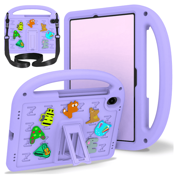 Case for Samsung Galaxy Tab S10 Lite/ S10 FE/ S9 FE 5G 10.9"/ Tab S9 11 Inch Letter Pattern Portable Kids Shockproof Cover with S Pen Holder and Shoulder Strap