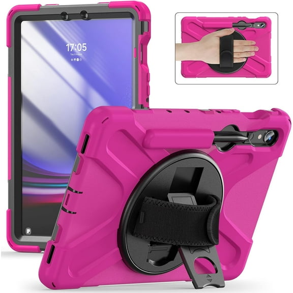 Case for Samsung Galaxy Tab S10 Lite / S10 FE / S9 FE 5G / S9 Tablet 10.9''/11'' Protective,Shockproof Protective Kids Case with Pencil Holder, 360 Rotating Hand Strap,Shoulder Strap