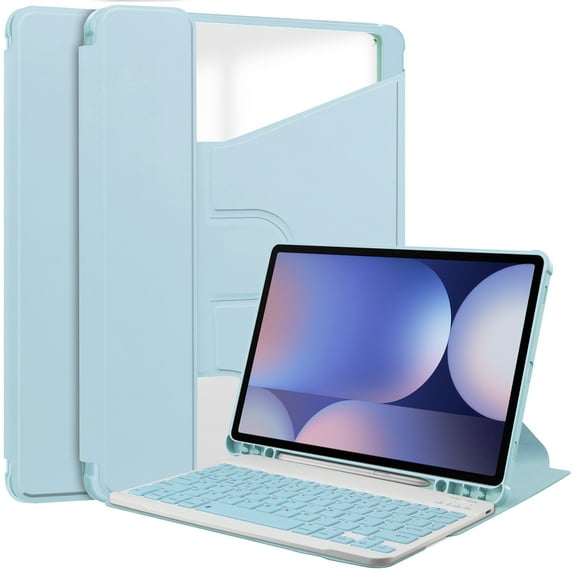 Case for Samsung Galaxy Tab S10 Plus 12.4" 2024, Rotating Stand Cover with Pencil Holder, Auto Wake/Sleep Full Protection Clear Folio Case for Samsung Galaxy Tab S10 Plus 12.4" 2024, Blue