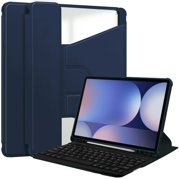 Case for Samsung Galaxy Tab S10 Plus 12.4" 2024, Rotating Stand Cover with Pencil Holder, Auto Wake/Sleep Full Protection Clear Folio Case for Samsung Galaxy Tab S10 Plus 12.4" 2024, Darkblue