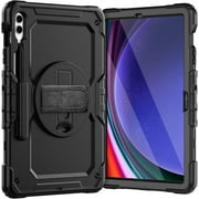 Case for Samsung Galaxy Tab S10 Plus 12.4 Inch 2024/S9 FE Plus/S9 Plus 2023, Heavy Duty Shockproof Protective Case with Screen Protector, 360° Rotating Stand, Hand/Shoulder Strap