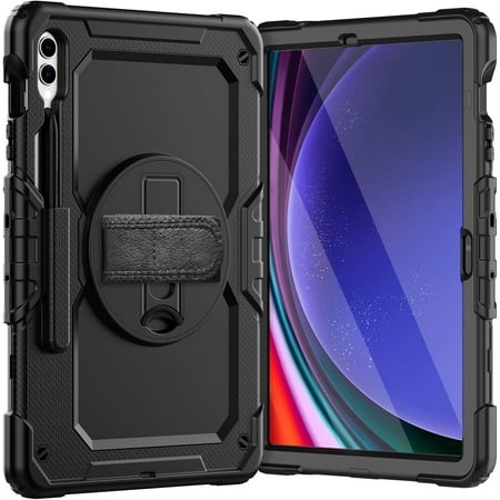 Case for Samsung Galaxy Tab S10 Plus 12.4 Inch 2024/S9 FE Plus/S9 Plus 2023, Heavy Duty Shockproof Protective Case with Screen Protector, 360° Rotating Stand, Hand/Shoulder Strap