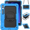 thumbnail image 1 of Case for Samsung Galaxy Tab S10+ Plus 2024/S9 FE+ Plus 12.4 inch with Screen Protector, 360 Degree Rotating Kickstand Hand Strap Shockproof Cover with Shoulder Strap, Sky Blue, 1 of 7
