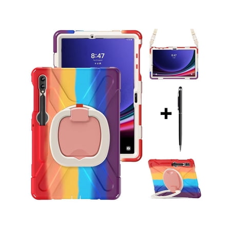 Case for Samsung Galaxy Tab S10 Plus 2024 / S9 Plus 2023 / S9 FE Plus / S8 Plus 2022 / S7 FE 2021 / S7 Plus 2020 12.4 inch Protective Shockproof Cover with Rotating Stand and /Shoulder Strap