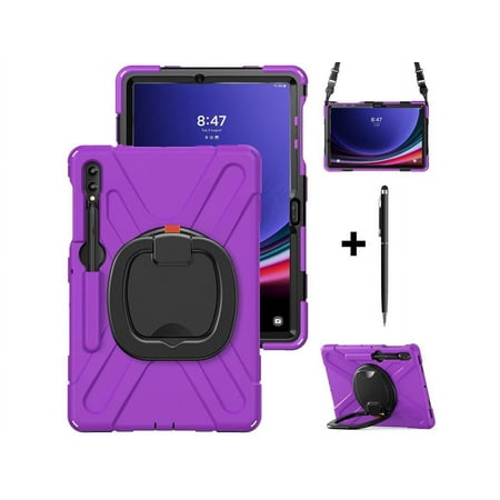 Case for Samsung Galaxy Tab S10 Plus 2024 / S9 Plus 2023 / S9 FE Plus / S8 Plus 2022 / S7 FE 2021 / S7 Plus 2020 12.4 inch Protective Shockproof Cover with Rotating Stand and /Shoulder Strap