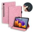 thumbnail image 1 of Case for Samsung Galaxy Tab S10 Plus/S9+/S8+/S7 FE/S7+ 12.4 inch, Multi-Angle Viewing Folio Stand Smart Shell Embossed Pattern PU Leather Cover with Auto Sleep/Wake Pencil Holder Card Slot Case, Pink, 1 of 7
