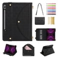 thumbnail image 1 of Case for Samsung Galaxy Tab S10+/S9+/S8+/S7+/S7 FE, Folio Stand PU Leather Crossbody Strap Cover with Shoulder Strap, Multi-Card Slots Zipper Pocket Pen Slot Envelope Pocket Wallet Case, Black, 1 of 13