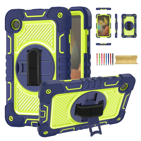 Case for Samsung Galaxy Tab S10 / S9 / S9 FE,Heavy Duty Rugged Shockproof Anti-fall Protective Case Cover with Rotating Kickstand, Carrying Shoulder Strap, Handle Hand Strap,A