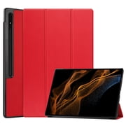 Case for Samsung Galaxy Tab S10 Ultra 14.6" 2024, Folio Tri-fold Stand Smart PU Leather / Hard Back Cover with Auto Wake/Sleep Magnetic Ligthweight Slim Fit Drop Protective for Tab S10 Ultra, Red