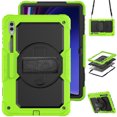 thumbnail image 1 of Case for Samsung Galaxy Tab S10 Ultra 2024/ S9 Ultra/ S8 Ultra 14.6 Inch with Screen Protector, 360 Degree Rotating Kickstand Hand Strap Shockproof Cover with Shoulder Strap, Lime, 1 of 7