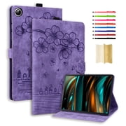 Case for Samsung Galaxy Tab S11 11.0" 2025 SM-X730 / SM-X736 / SM-X736B, Embossed PU Leather Anti-slip Folio Stand Cover with Card Holder & Pen Holder for Samsung Galaxy Tab S11 - Purple