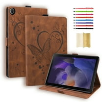 Case for Samsung Galaxy Tab S11 11.0" 2025 SM-X730 / SM-X736 / SM-X736B, Embossed Pattern PU Leather Card Slots/Stylus Slot Folding Stand Anti-Scratch Full Body Protection Case, Brown