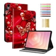 thumbnail image 1 of Case for Samsung Galaxy Tab S11 11.0" 2025 SM-X730 / SM-X736 / SM-X736B, Slim Kickstand PU Leather Pattern Card Slots Elastic Band Stylus Slot Protective Heavy Duty Protection Folio Cover - B, 1 of 7