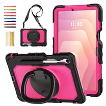 Case for Samsung Galaxy Tab S11 11.0" 2025 SM-X730/X736/X736B,Stable Stand Handle Grip Shoulder Strap Protective Silicone PC Adjustable Handle Case with Screen Protector Stylus Slot,Rose Black