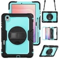 thumbnail image 1 of Case for Samsung Galaxy Tab S11 2025 with Screen Protector, 360 Degree Rotating Kickstand Hand Strap Heavy Duty Shockproof Cover with Shoulder Strap, Sky Blue PC, 1 of 7