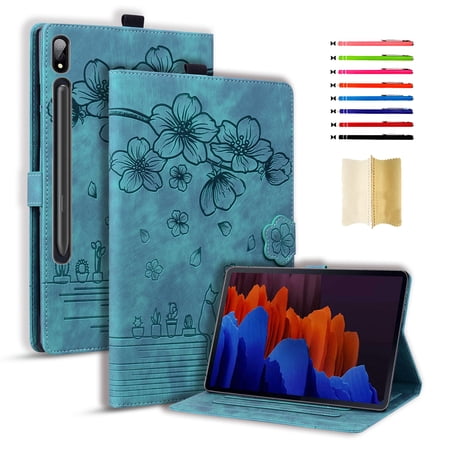 Case for Samsung Galaxy Tab S11 Ultra 14.6" 2025 SM-X930 / SM-X936B / SM-X936N / SM-X930N, Embossed PU Leather Anti-slip Folio Stand Cover with Card Holder & Pen Holder - Green