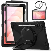 Case for Samsung Galaxy Tab S11 Ultra 14.6 inch 2025 SM-X930/X936B/X936E/X936U Shockporoof Cover with Built-in Screen Protector, Pencil Holder, Rotating Hand Strap, Stand, Shoulder Strap