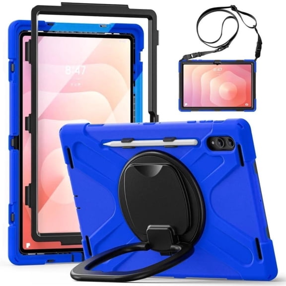 Case for Samsung Galaxy Tab S11 Ultra 14.6 inch 2025 SM-X930/X936B/X936E/X936U Shockporoof Cover with Built-in Screen Protector, Pencil Holder, Rotating Hand Strap, Stand, Shoulder Strap
