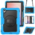 thumbnail image 1 of Case for Samsung Galaxy Tab S11 Ultra 2025 14.6 Inch with Screen Protector, 360 Degree Rotating Kickstand Hand Strap Heavy Duty Shockproof Cover with Shoulder Strap, Sky Blue, 1 of 7
