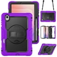 thumbnail image 1 of Case for Samsung Galaxy Tab S11 Ultra 2025 14.6 Inch with Screen Protector, 360 Degree Rotating Kickstand Hand Strap Heavy Duty Shockproof Cover with Shoulder Strap, Purple, 1 of 7